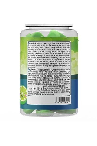 Vegan Omega 3-6-9 Gummies 60 Chewable - Green Lemon - 5