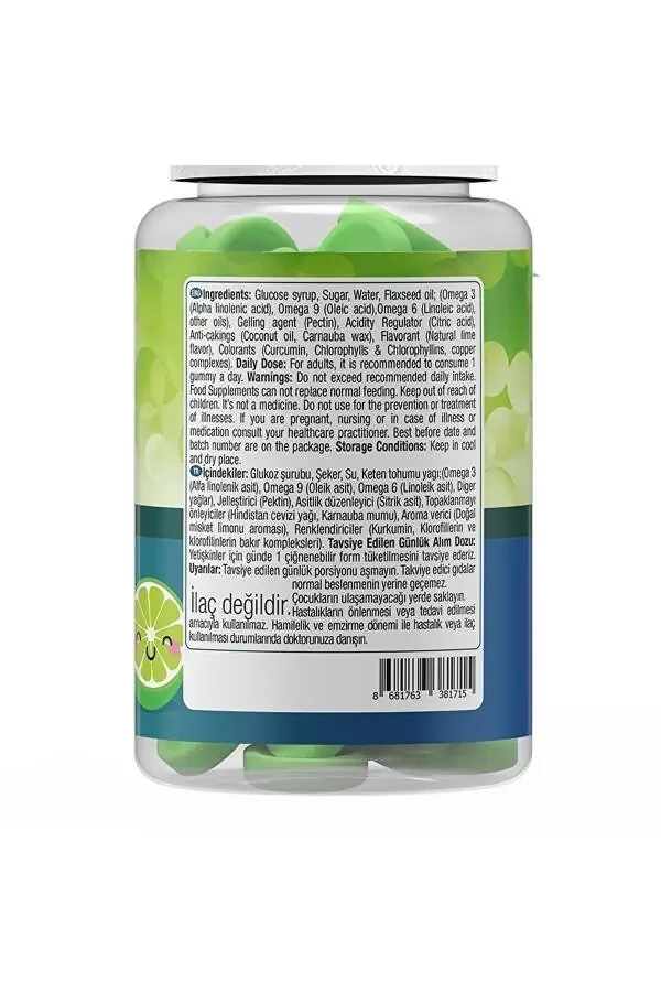 Vegan Omega 3-6-9 Gummies 60 Chewable - Green Lemon - 5