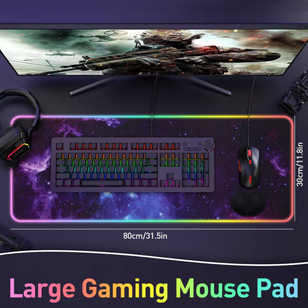 VEGCOO RGB Led Gaming Mouse Pad with wrist rest, large and waterproof. - 14