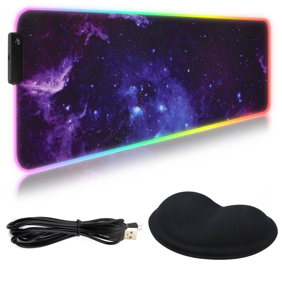 VEGCOO RGB Led Gaming Mouse Pad with wrist rest, large and waterproof. - 8