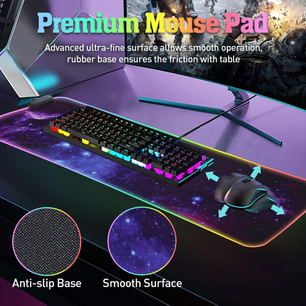 VEGCOO RGB Led Oyun Mouse Pad'i, bilek desteği ile geniş ve su geçirmez. - 12