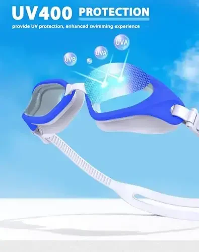 Vegemono suzish ko'zoynaklari, Uniseks kattalar uchun suzish ko'zoynaklari, tumanlashga qarshi, UVga qarshi, sizdirishsiz, erkaklar ayollar yoshlar uchun keng ko'rinish - 6