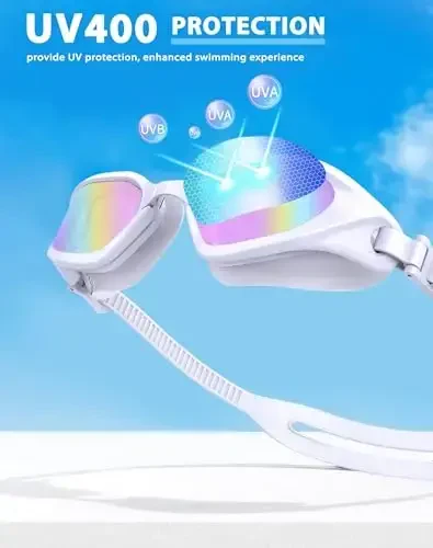 Vegemono suzish ko'zoynaklari, Unisex kattalar uchun suzish ko'zoynaklari Tumanga qarshi UVga qarshi o'g'irlik yo'q Erkaklar ayollar yoshlar uchun keng ko'rinish - 6