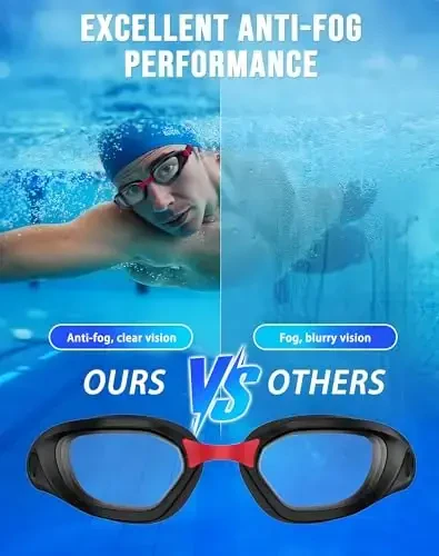 Vegemono Swim Goggles, Unisex Adult Swimming Goggles Anti Fog Anti UV No Leakage Wide View for Men Women Youth - 3