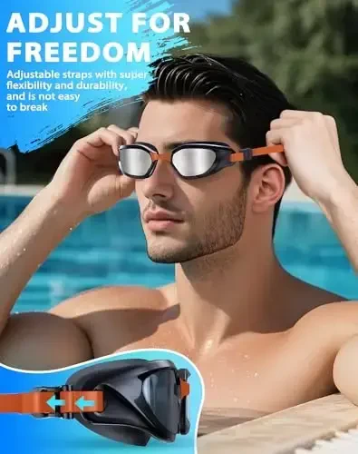 Vegemono Swim Goggles, Unisex Adult Swimming Goggles Anti Fog Anti UV No Leakage Wide View for Men Women Youth - 5