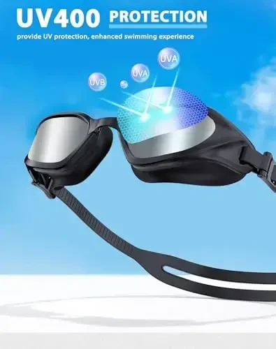 Vegemono Swim Goggles, Unisex Adult Swimming Goggles Anti Fog Anti UV No Leakage Wide View for Men Women Youth - 6