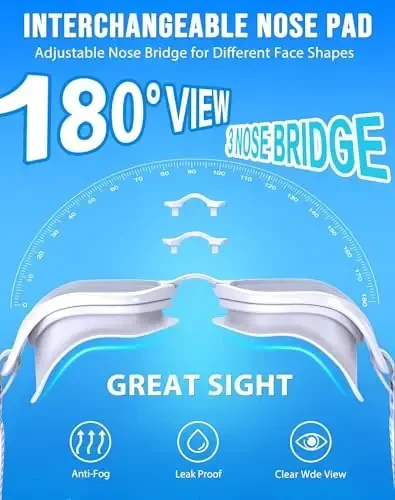 Vegemono Swim Goggles, Unisex Adult Swimming Goggles Anti Fog Anti UV No Leakage Wide View for Men Women Youth - Modazone (1)