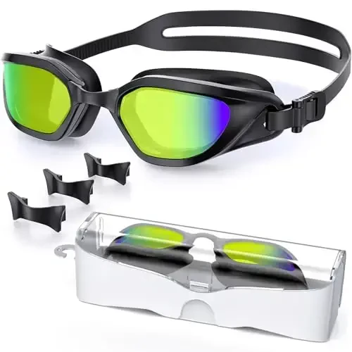 Vegemono Swim Goggles, Unisex Adult Swimming Goggles Anti Fog Anti UV No Leakage Wide View for Men Women Youth 