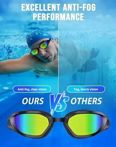 Vegemono Swim Goggles, Unisex Adult Swimming Goggles Anti Fog Anti UV No Leakage Wide View for Men Women Youth - 3