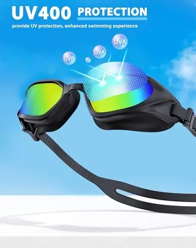 Vegemono Swim Goggles, Unisex Adult Swimming Goggles Anti Fog Anti UV No Leakage Wide View for Men Women Youth - 6