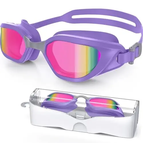 Vegemono Swim Goggles, Unisex Adult Swimming Goggles Anti Fog Anti UV No Leakage Wide View for Men Women Youth - VEGEMONO