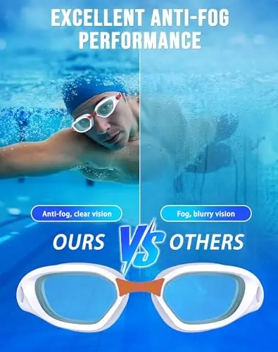 Vegemono Swim Goggles, Unisex Adult Swimming Goggles Anti Fog Anti UV No Leakage Wide View for Men Women Youth - 3