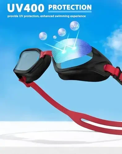 Vegemono Swim Goggles, Unisex Adult Swimming Goggles Anti Fog Anti UV No Leakage Wide View for Men Women Youth - 6