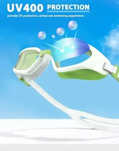 Vegemono Swim Goggles, Unisex Adult Swimming Goggles Anti Fog Anti UV No Leakage Wide View for Men Women Youth - 6