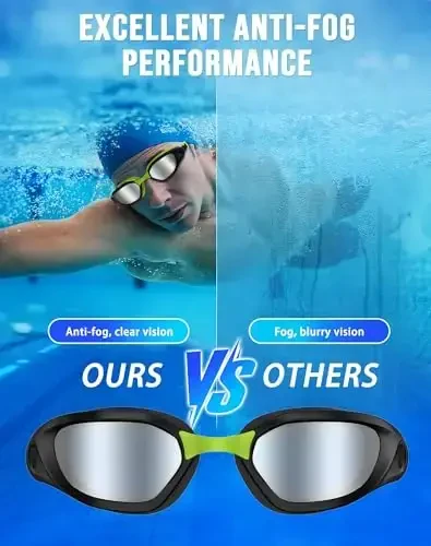 Vegemono Swim Goggles, Unisex Adult Swimming Goggles Anti Fog Anti UV No Leakage Wide View for Men Women Youth - 3