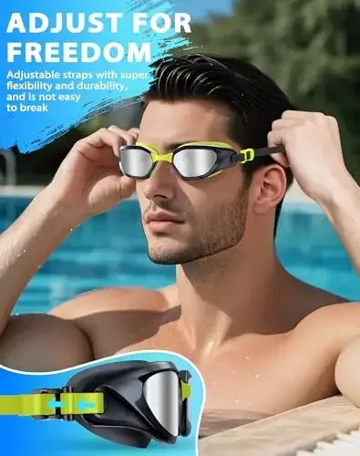 Vegemono Swim Goggles, Unisex Adult Swimming Goggles Anti Fog Anti UV No Leakage Wide View for Men Women Youth - 5