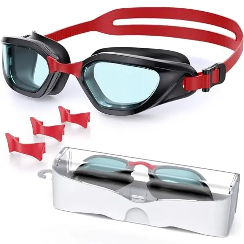 Vegemono Swim Goggles, Unisex Adult Swimming Goggles Anti Fog Anti UV No Leakage Wide View for Men Women Youth - VEGEMONO