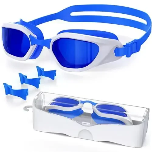 Vegemono Swim Goggles, Unisex Adult Swimming Goggles Anti Fog Anti UV No Leakage Wide View for Men Women Youth - 1