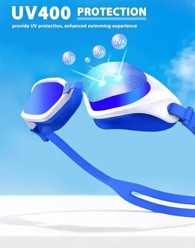 Vegemono Swim Goggles, Unisex Adult Swimming Goggles Anti Fog Anti UV No Leakage Wide View for Men Women Youth - 6