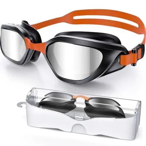 Vegemono Swim Goggles, Unisex Adult Swimming Goggles Anti Fog Anti UV No Leakage Wide View for Men Women Youth - 1