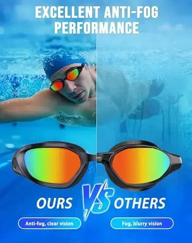 Vegemono Swim Goggles, Unisex Adult Swimming Goggles Anti Fog Anti UV No Leakage Wide View for Men Women Youth - 3