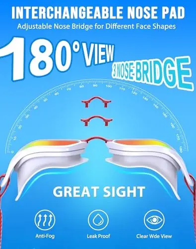 Vegemono Swim Goggles, Unisex Adult Swimming Goggles Anti Fog Anti UV No Leakage Wide View for Men Women Youth - 2