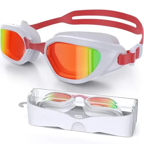 Vegemono Swim Goggles, Unisex Adult Swimming Goggles Anti Fog Anti UV No Leakage Wide View for Men Women Youth - VEGEMONO