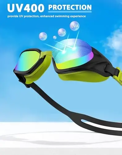 Vegemono Swim Goggles, Unisex Adult Swimming Goggles Anti Fog Anti UV No Leakage Wide View for Men Women Youth - 6