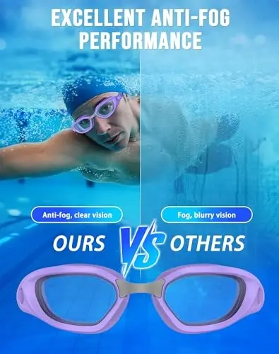 Vegemono Swim Goggles, Unisex Adult Swimming Goggles Anti Fog Anti UV No Leakage Wide View for Men Women Youth - 3