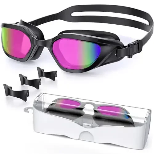 Vegemono Swim Goggles, Unisex Adult Swimming Goggles Anti Fog Anti UV No Leakage Wide View for Men Women Youth 