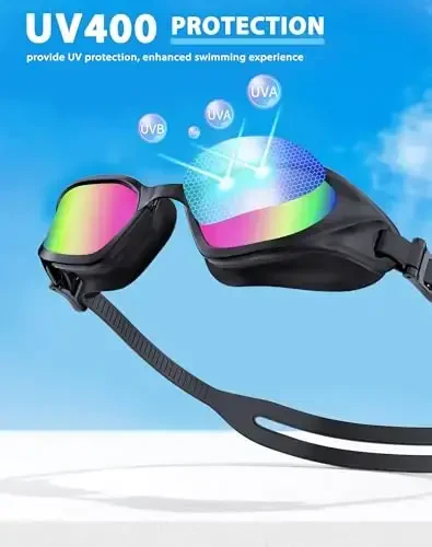 Vegemono Swim Goggles, Unisex Adult Swimming Goggles Anti Fog Anti UV No Leakage Wide View for Men Women Youth - 6