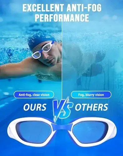Vegemono Swim Goggles, Unisex Adult Swimming Goggles Anti Fog Anti UV No Leakage Wide View for Men Women Youth - 3
