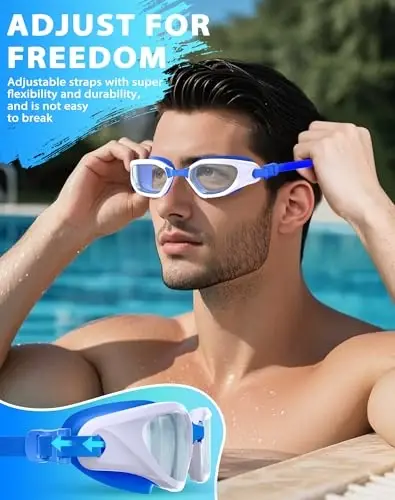 Vegemono Swim Goggles, Unisex Adult Swimming Goggles Anti Fog Anti UV No Leakage Wide View for Men Women Youth - 5