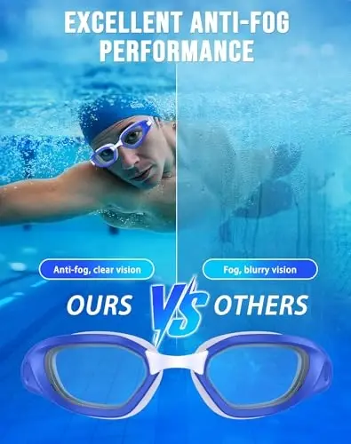 Vegemono Swim Goggles, Unisex Adult Swimming Goggles Anti Fog Anti UV No Leakage Wide View for Men Women Youth - 3