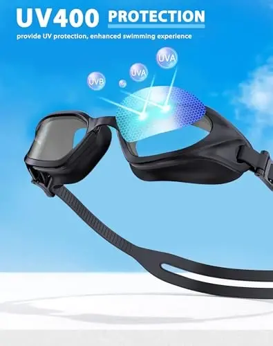 Vegemono Swim Goggles, Unisex Adult Swimming Goggles Anti Fog Anti UV No Leakage Wide View for Men Women Youth - 6
