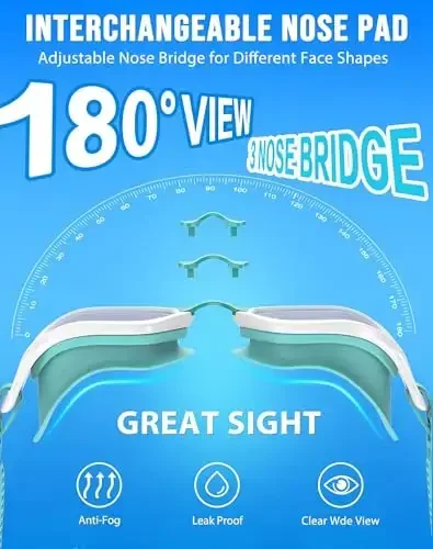 Vegemono Swim Goggles, Unisex Adult Swimming Goggles Anti Fog Anti UV No Leakage Wide View for Men Women Youth - VEGEMONO (1)