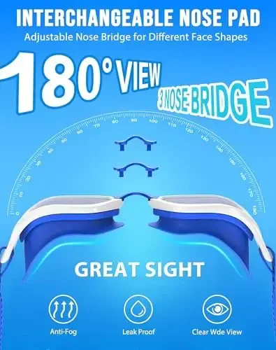 Vegemono Swim Goggles, Unisex Adult Swimming Goggles Anti Fog Anti UV No Leakage Wide View for Men Women Youth - MODAZONE (1)