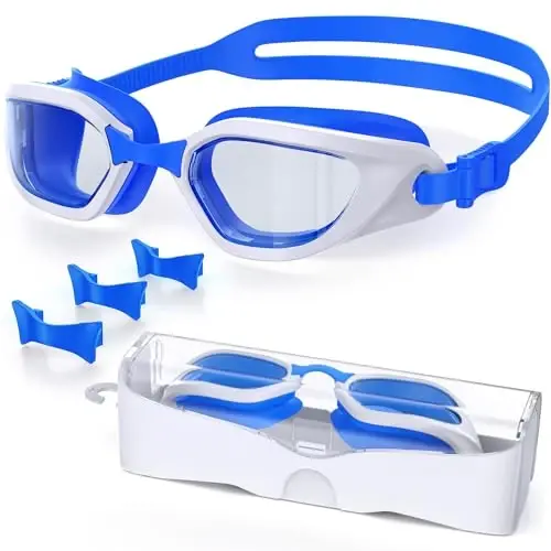 Vegemono Swim Goggles, Unisex Adult Swimming Goggles Anti Fog Anti UV No Leakage Wide View for Men Women Youth - VEGEMONO