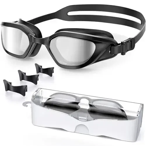 Vegemono Swim Goggles, Unisex Adult Swimming Goggles Anti Fog Anti UV No Leakage Wide View for Men Women Youth - VEGEMONO