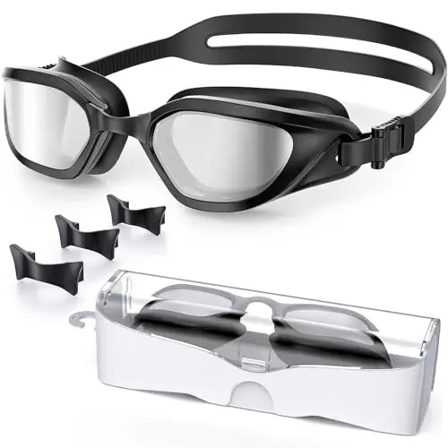 Vegemono Swim Goggles, Unisex Adult Swimming Goggles Anti Fog Anti UV No Leakage Wide View for Men Women Youth - 1