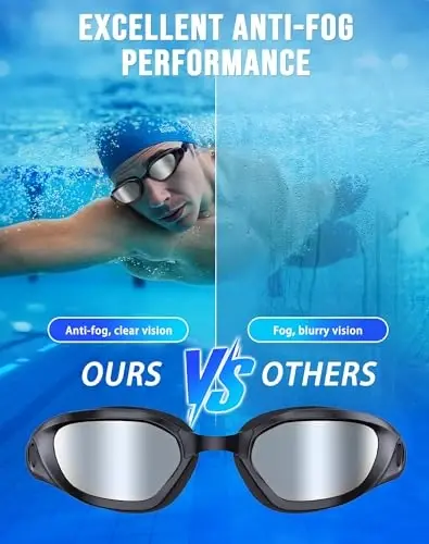 Vegemono Swim Goggles, Unisex Adult Swimming Goggles Anti Fog Anti UV No Leakage Wide View for Men Women Youth - 3