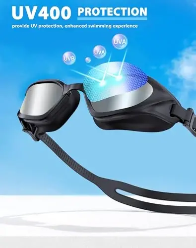 Vegemono Swim Goggles, Unisex Adult Swimming Goggles Anti Fog Anti UV No Leakage Wide View for Men Women Youth - 6