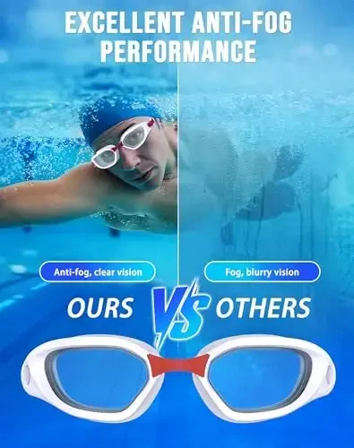 Vegemono Swim Goggles, Unisex Adult Swimming Goggles Anti Fog Anti UV No Leakage Wide View for Men Women Youth - 3