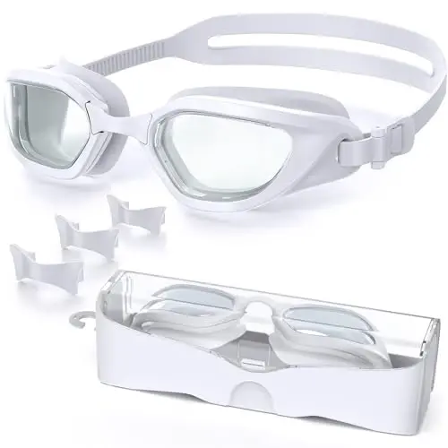 Vegemono Swim Goggles, Unisex Adult Swimming Goggles Anti Fog Anti UV No Leakage Wide View for Men Women Youth - VEGEMONO