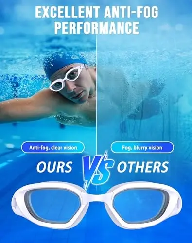 Vegemono Swim Goggles, Unisex Adult Swimming Goggles Anti Fog Anti UV No Leakage Wide View for Men Women Youth - 3