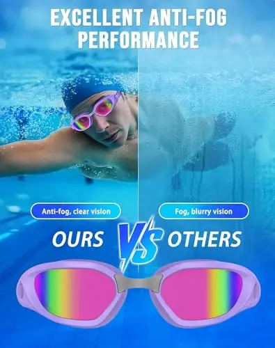 Vegemono Swim Goggles, Unisex Adult Swimming Goggles Anti Fog Anti UV No Leakage Wide View for Men Women Youth - 3