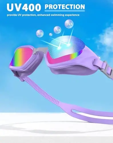 Vegemono Swim Goggles, Unisex Adult Swimming Goggles Anti Fog Anti UV No Leakage Wide View for Men Women Youth - 6