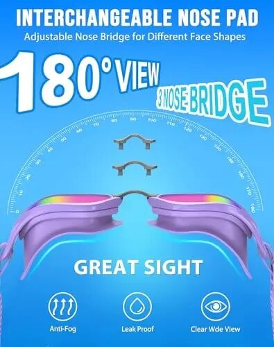 Vegemono Swim Goggles, Unisex Adult Swimming Goggles Anti Fog Anti UV No Leakage Wide View for Men Women Youth - VEGEMONO (1)
