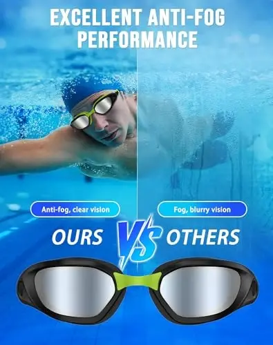 Vegemono Swim Goggles, Unisex Adult Swimming Goggles Anti Fog Anti UV No Leakage Wide View for Men Women Youth - 3