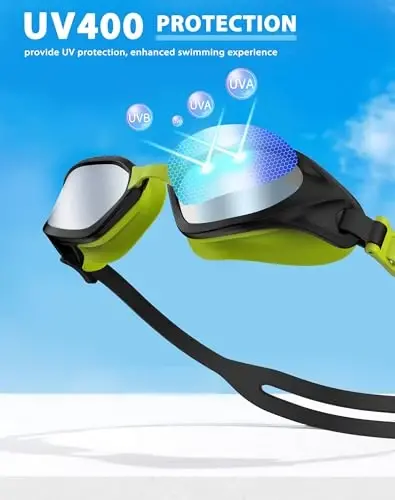 Vegemono Swim Goggles, Unisex Adult Swimming Goggles Anti Fog Anti UV No Leakage Wide View for Men Women Youth - 6